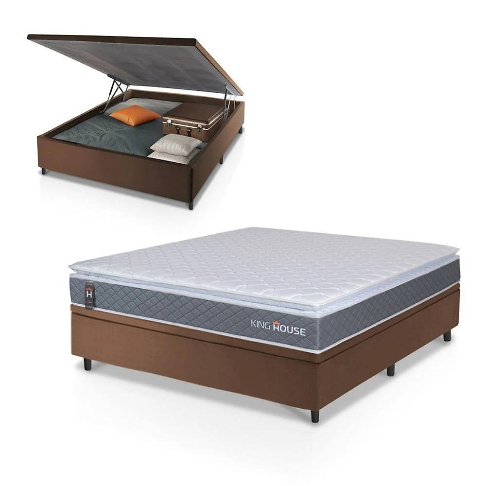 Cama Box Baú Luanda Espuma D28 Casal 138x188 King House