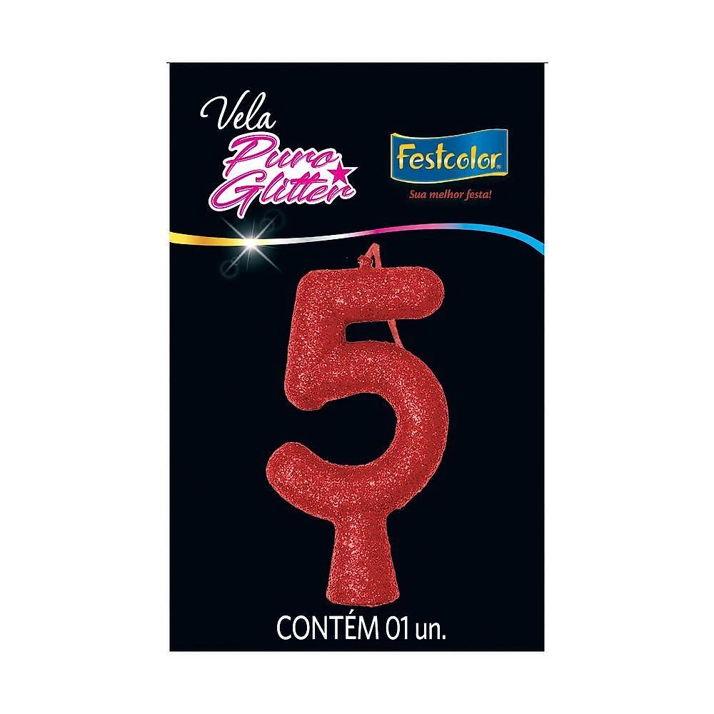 Vela De Aniversário Puro Glitter Vermelha Modelo ?