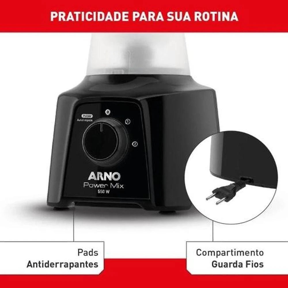 Liquidificador Arno Power Mix 550W Preto 110V
