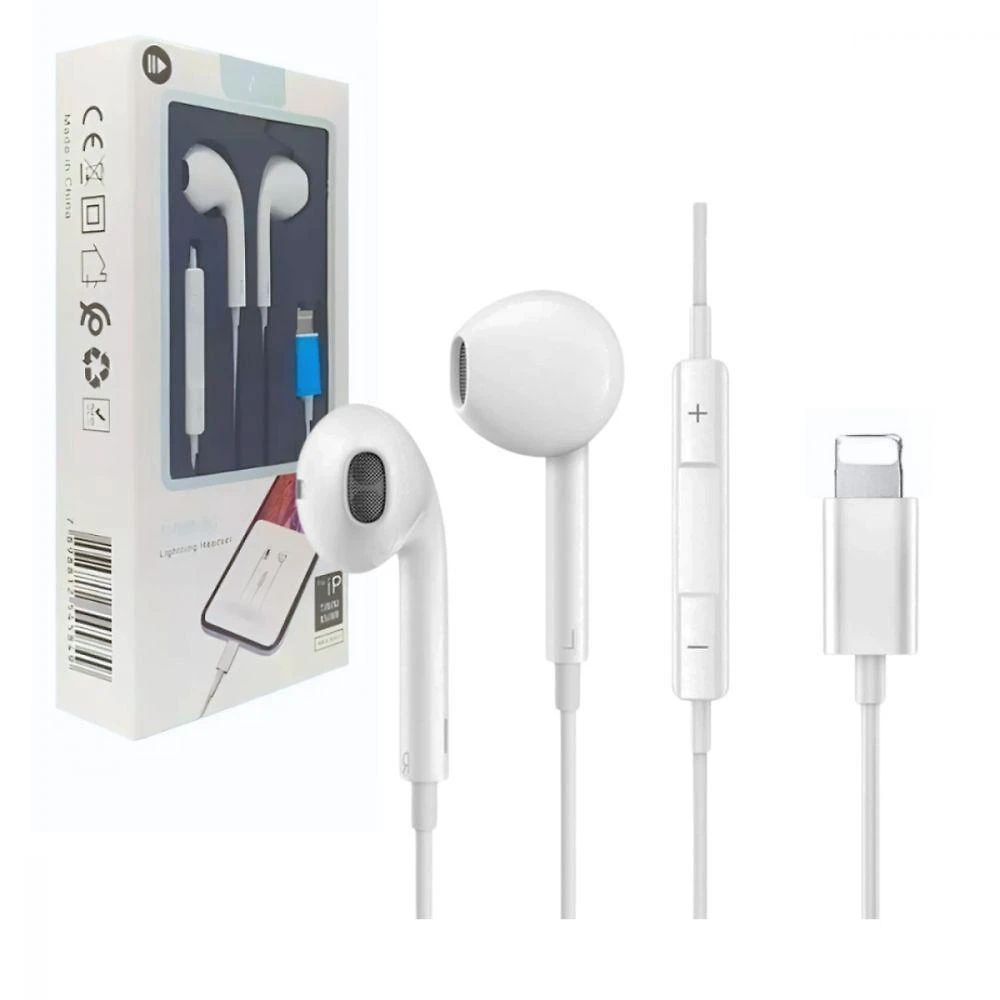 Fone de Ouvido Intra Auricular Altomex A-908-5G com Controle de Volume e Conexão Lightning Branco