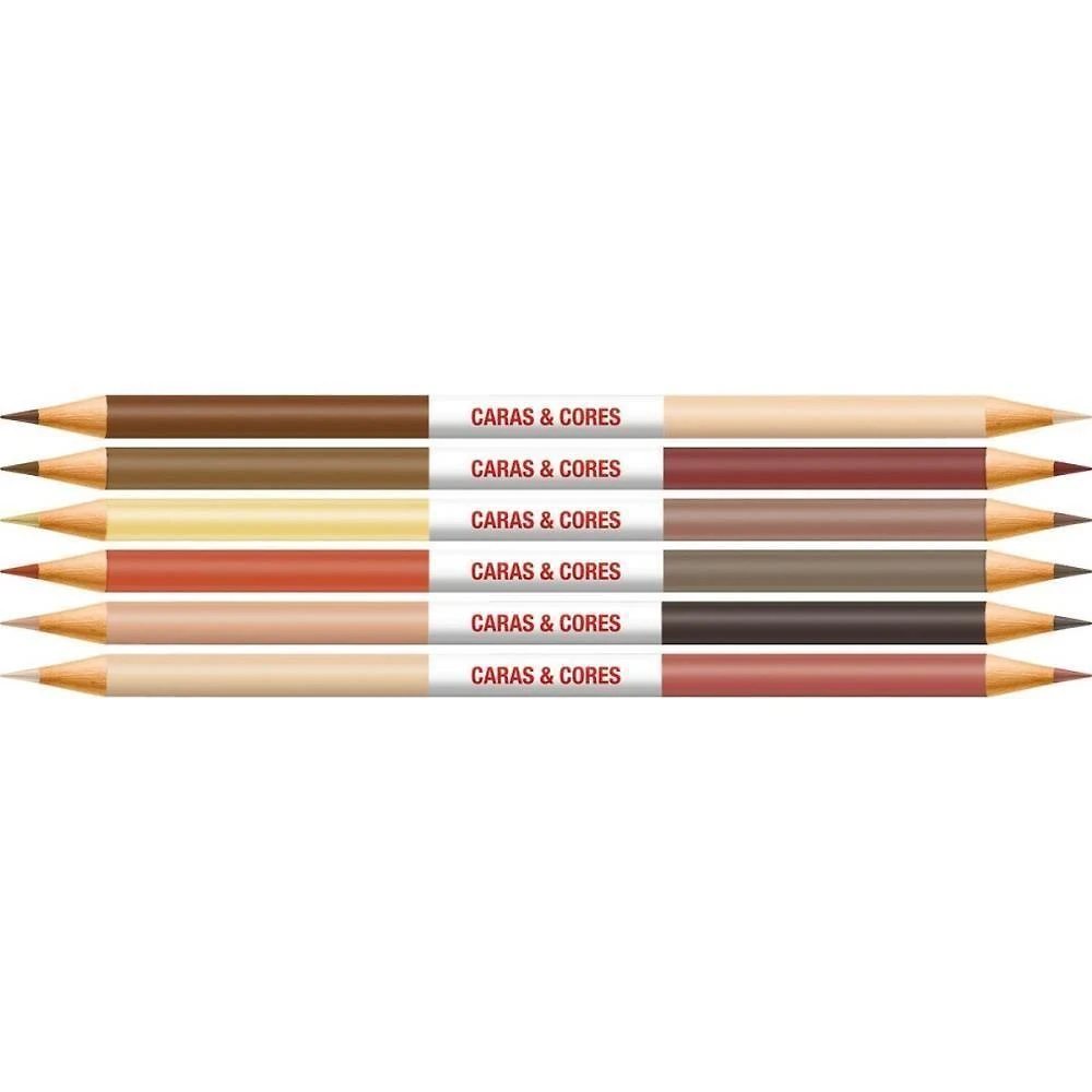 Lápis de Cor Faber-Castell Caras e Cores Bicolor 12 Cores