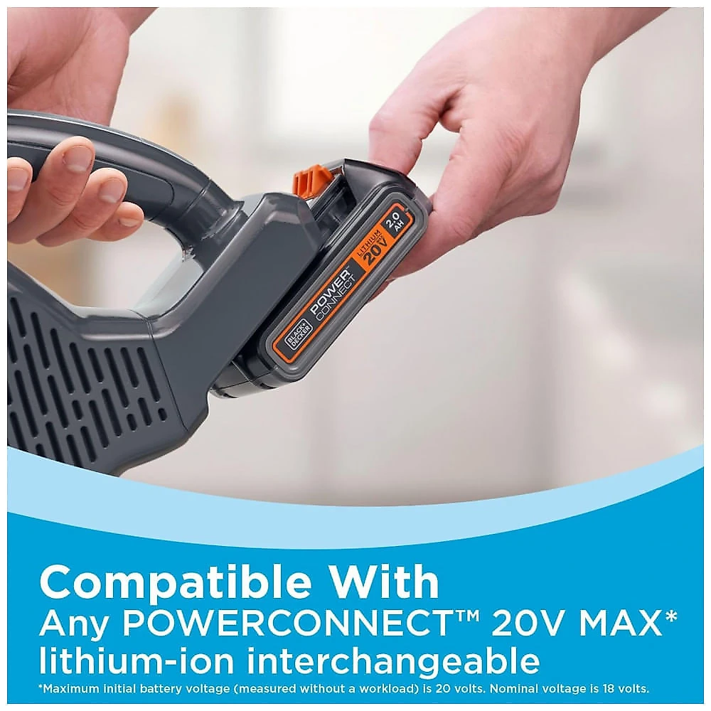 Aspirador de Pó Sem Fio BLACK+DECKER POWERSERIES 20V MAX, Bastão Recarregável com Luzes LED no Chão, Leve e Antiemaranhado