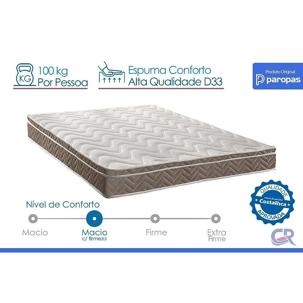 Colchão King Espuma Ortopédico D33 Conforto Ultra 193x203x25cm Marrom Paropas