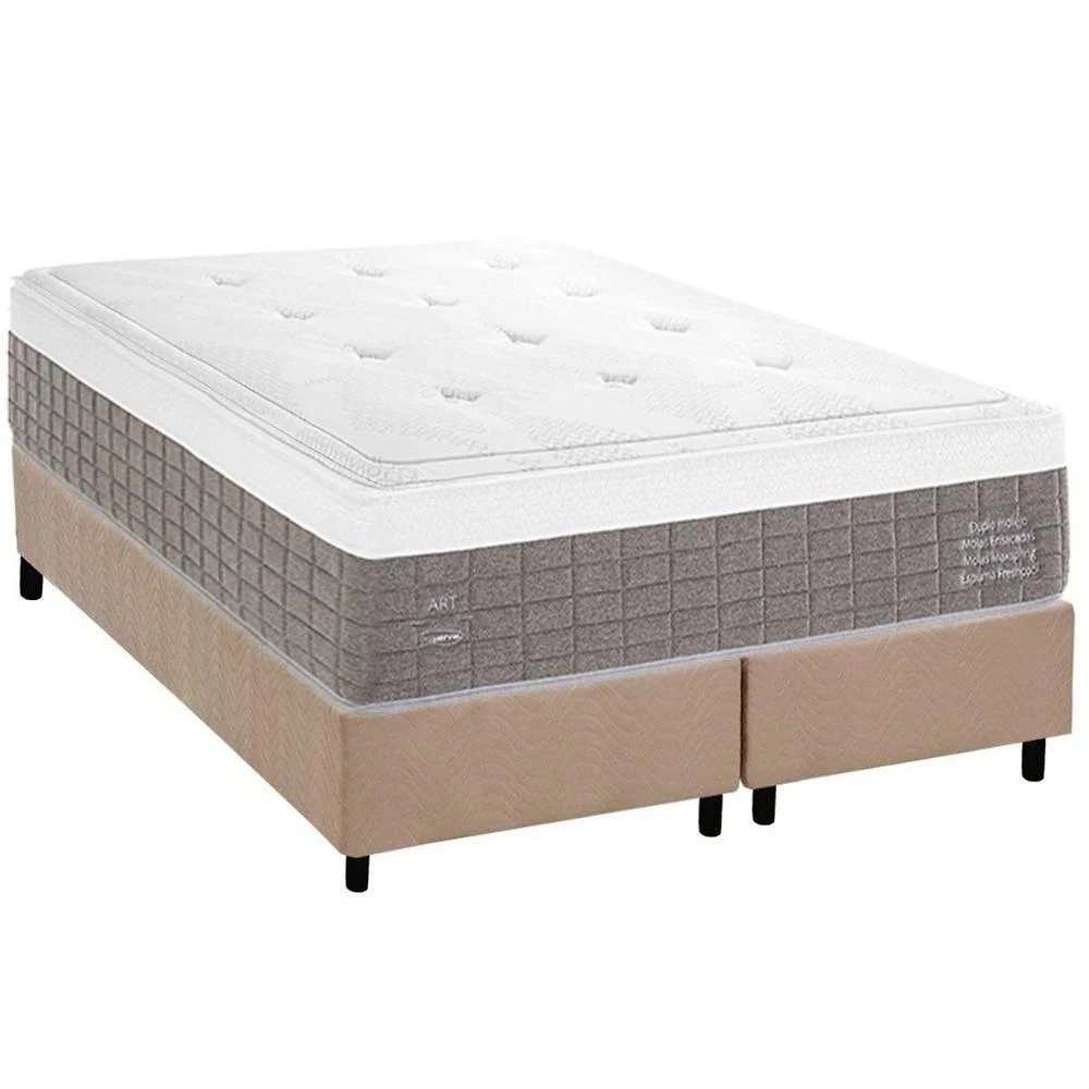 Cama Box com Colchão King Molas Maxspring C1784 Euro Pillow Bege Herval
