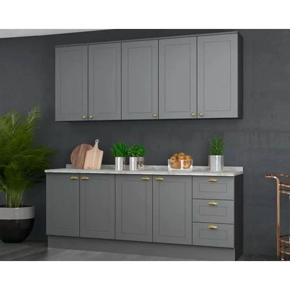 Cozinha Completa Henn 6 Peças 2 Portas 3 Gavetas MDF-MDP 120CM Cinza