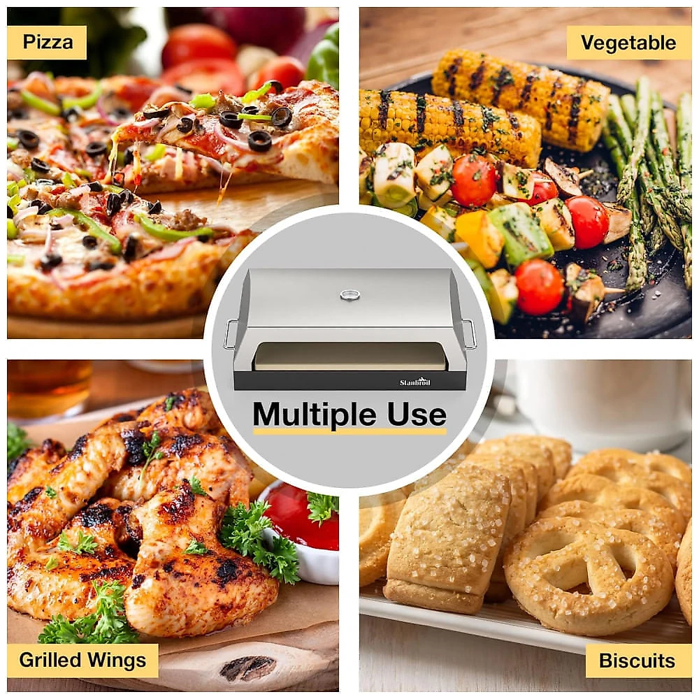 Forno de Pizza Stanbroil L022-16-SS a Gás para Camp Chef 40,6 cm 2 Queimadores Pedra Refratária Externo