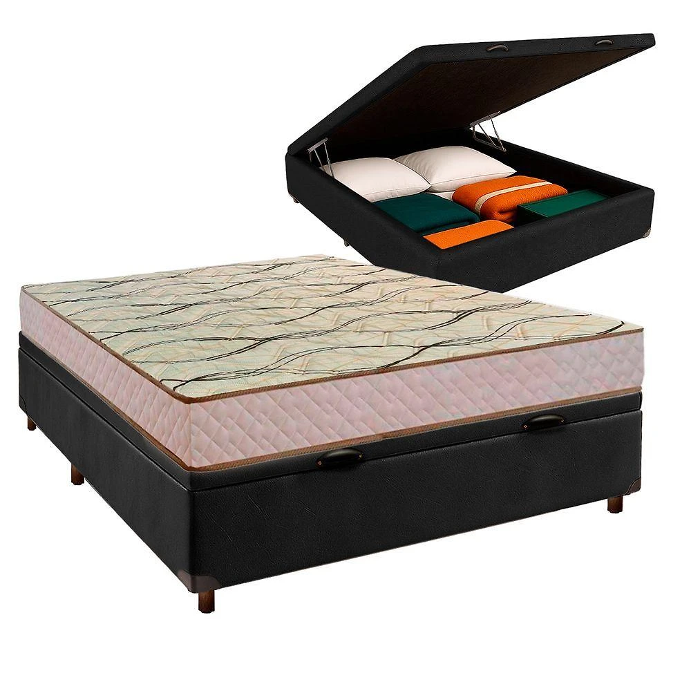 Cama + Bau Blindado E Colchão D33 Casal - Maxsono Paropas