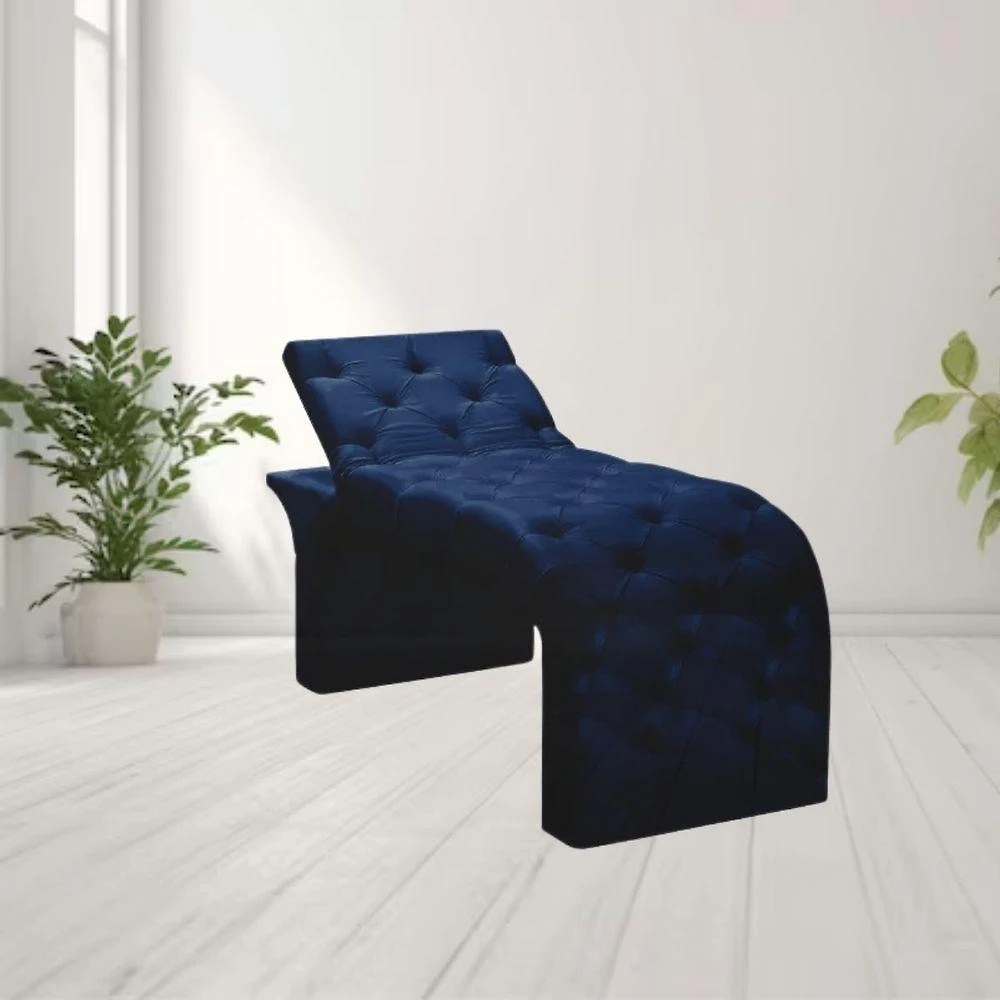 Maca Estofada Estética Cílios Regulável Spa Suede Eloísa Azul Marinho
