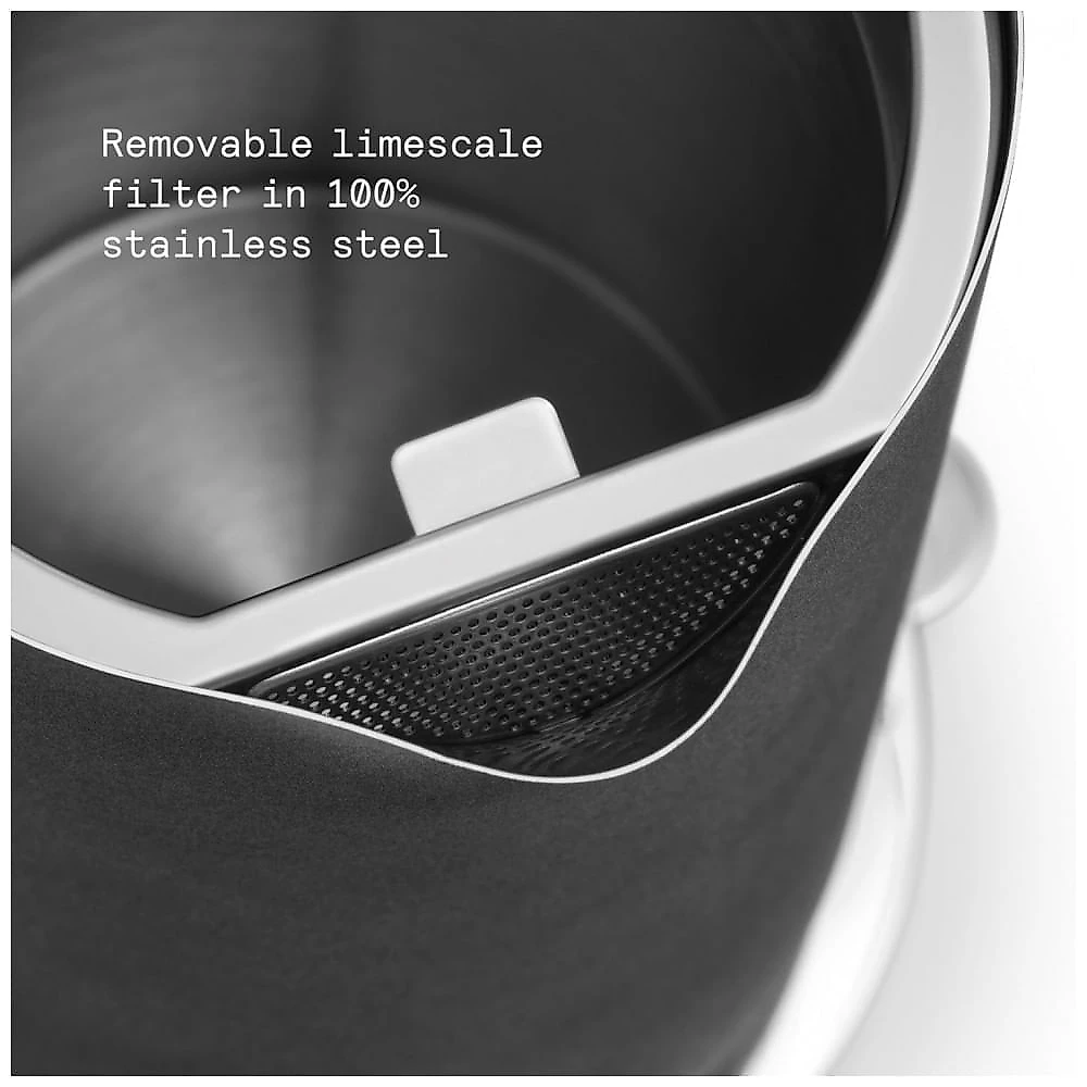 Chaleira elétrica Aarke preta inox 1,2L com Controle de Temperatura, Design Premium e parede dupla 110V