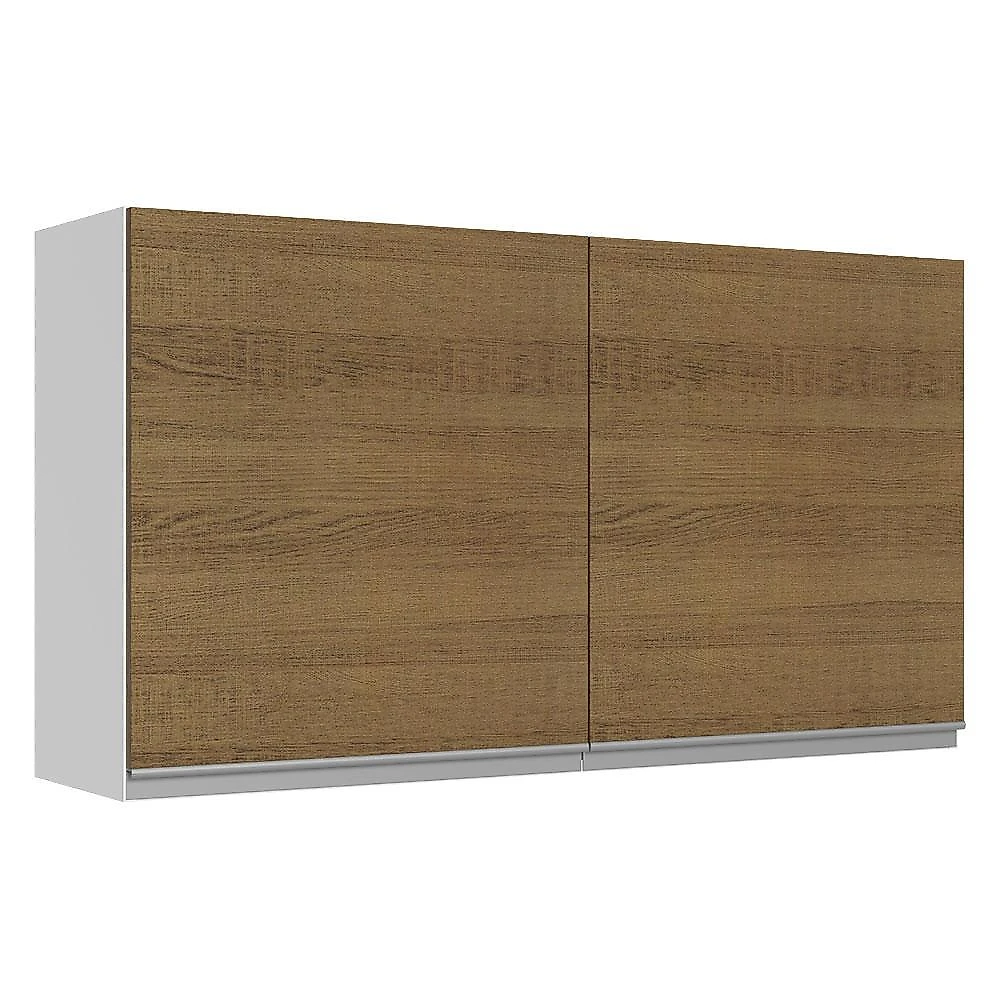 Armário de cozinha aéreo 100% mdf 120 cm 2 portas branco/rustic acordes madesa