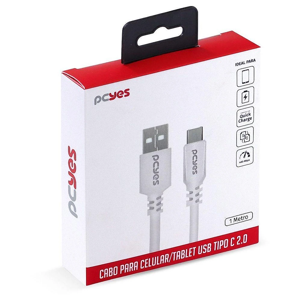 Cabo Usb A 2.0 Para Usb Tipo C 1m Branco - Puacb-01