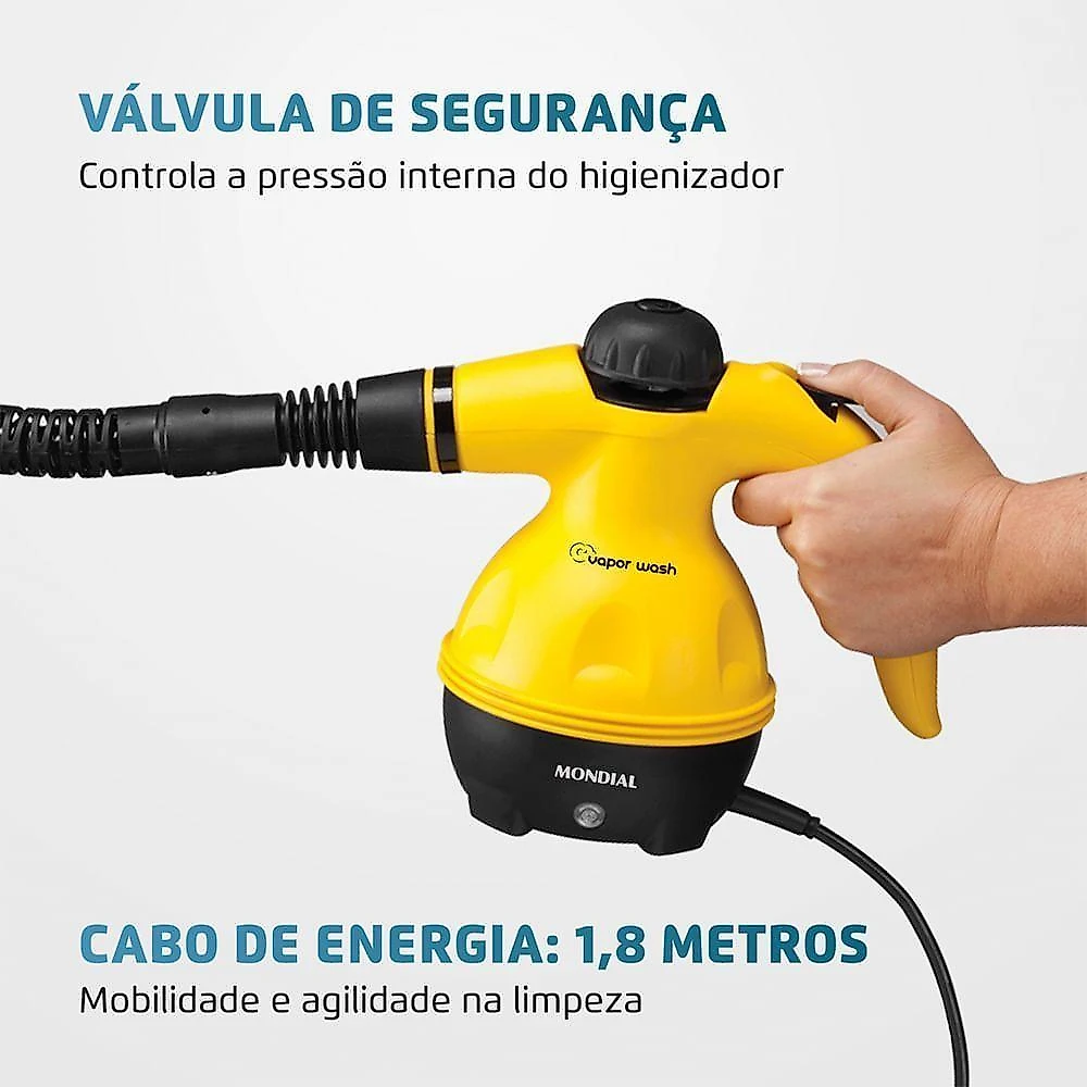 Higienizador a vapor hg-01 110v 1000w 350ml preto com válvula de segurança mondial