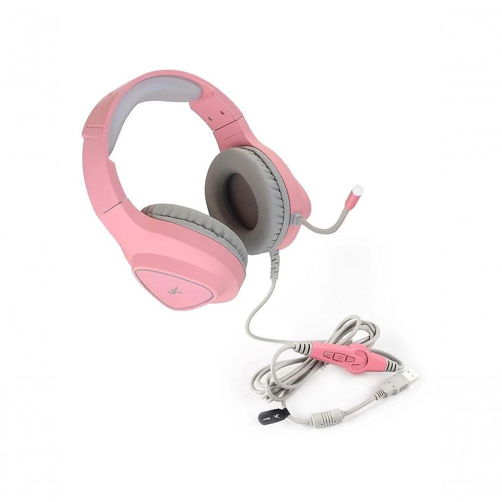 Fone De Ouvido Headset Gamer Chroma Usb 7.1 Rgb Rosa - Gh804