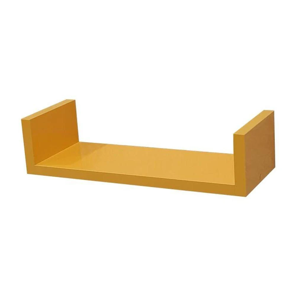 Prateleira U 40X10CM MDP Suporte Invisível Moderno Sala Amarelo Mercado das Prateleiras