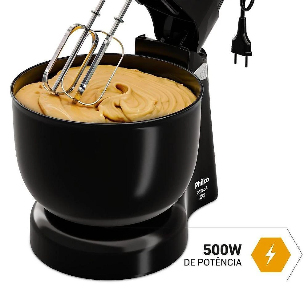 Batedeira de Mão Portátil Philco PBT50A 4L 500W 4 Velocidades 110V