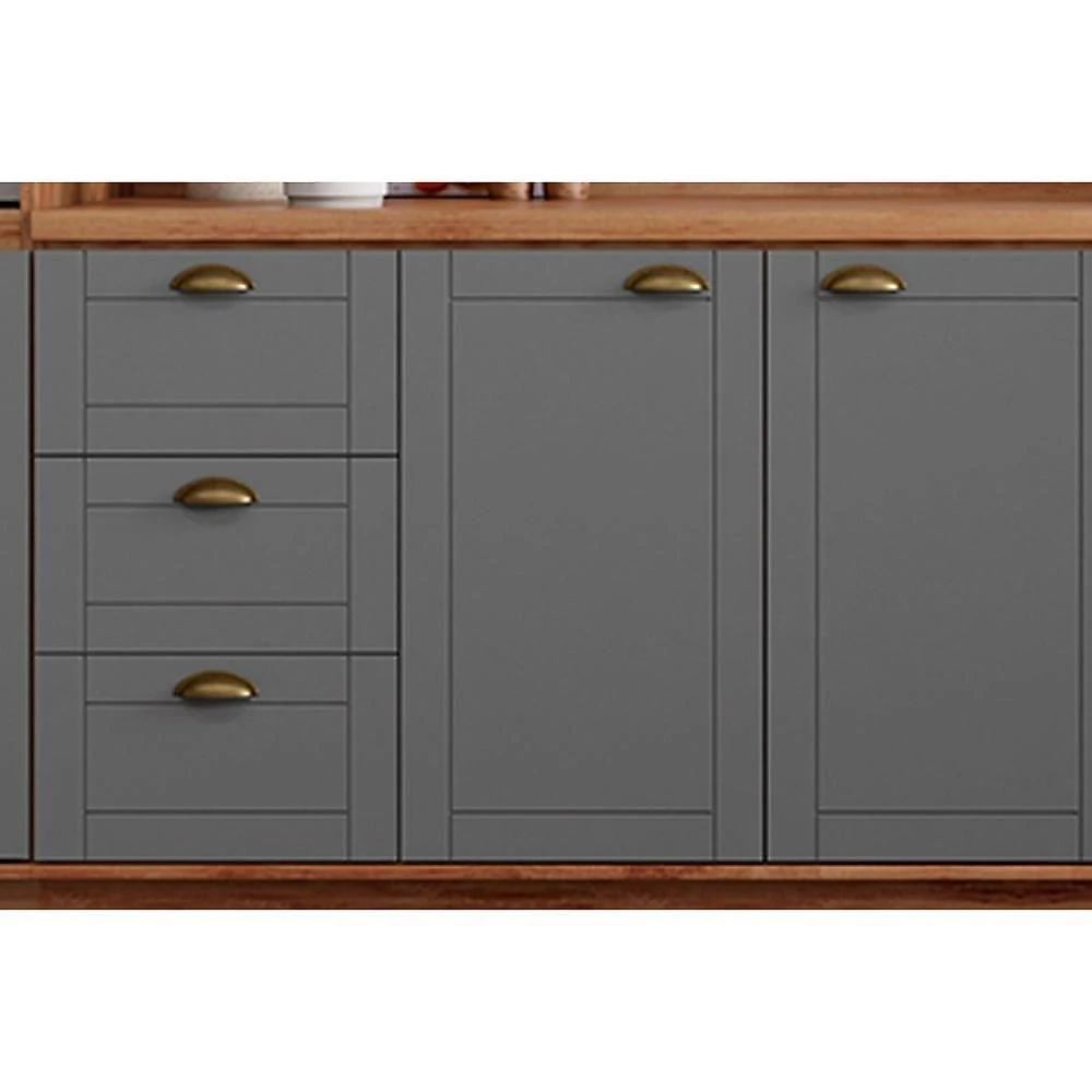Cozinha Completa Bella 6 Peças (2aéreos+2balcões+2paneleiros) C6p55 Branco - Carraro