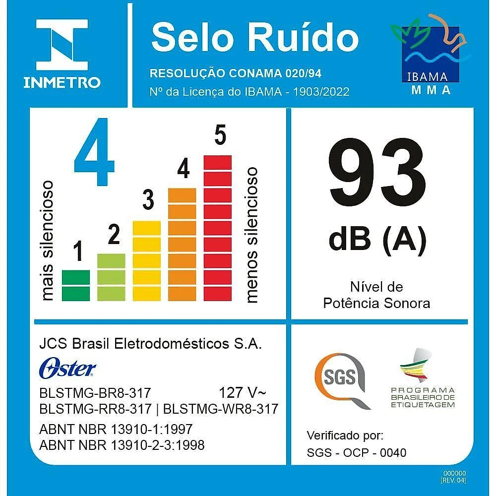 Liquidificador Oster Super Chef Vermelho 1,25L BLSTMG-RR8 110V