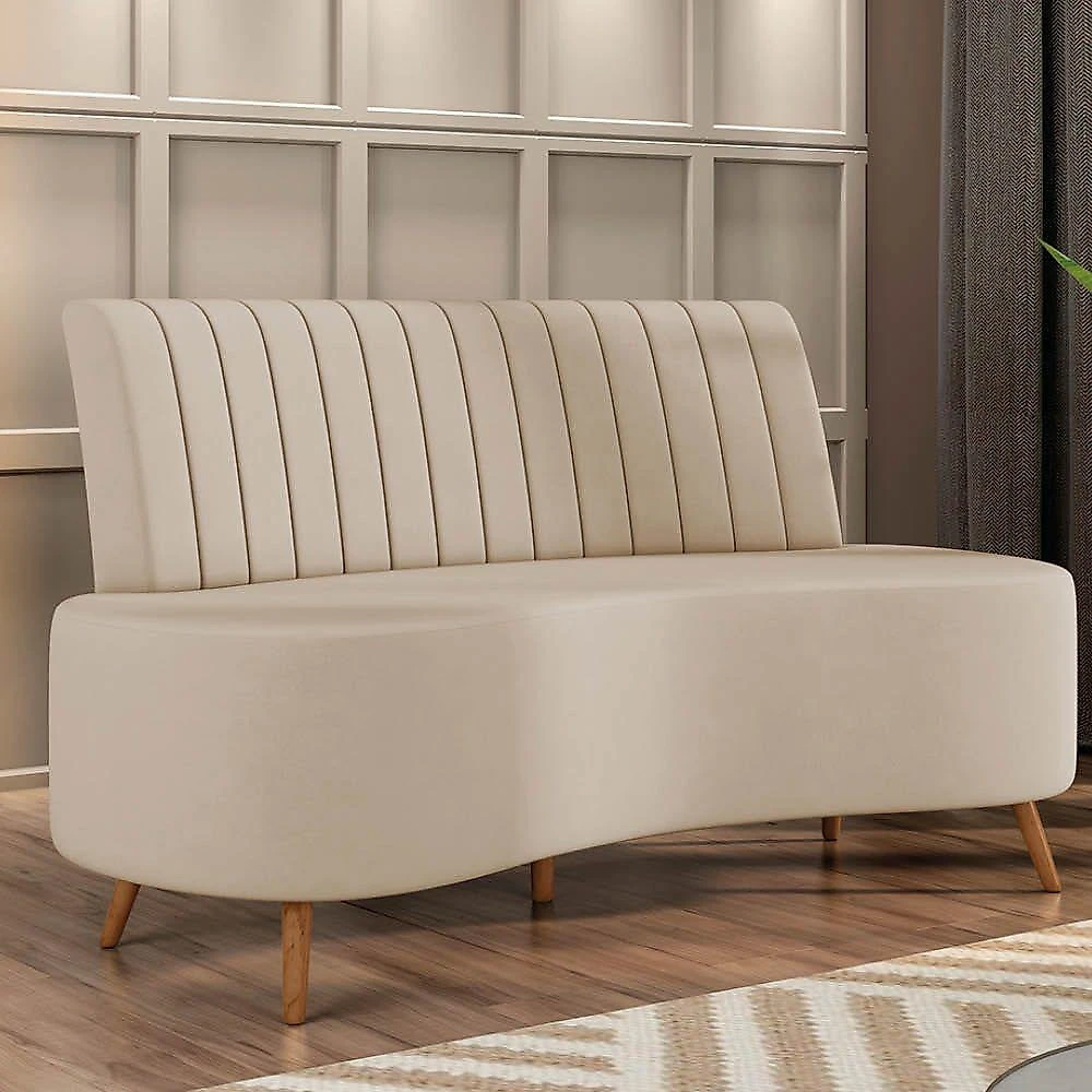 Sofá 2 Lugares Living 160cm Pé Palito Maraú Veludo K01 - D'rossi Cor Bege