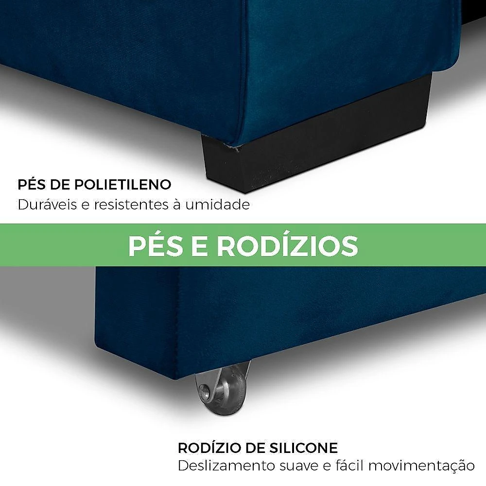 Sofá Retrátil E Reclinável 2 Lugares 2,40m Andreza Veludo Lansofbr Azul Marinho