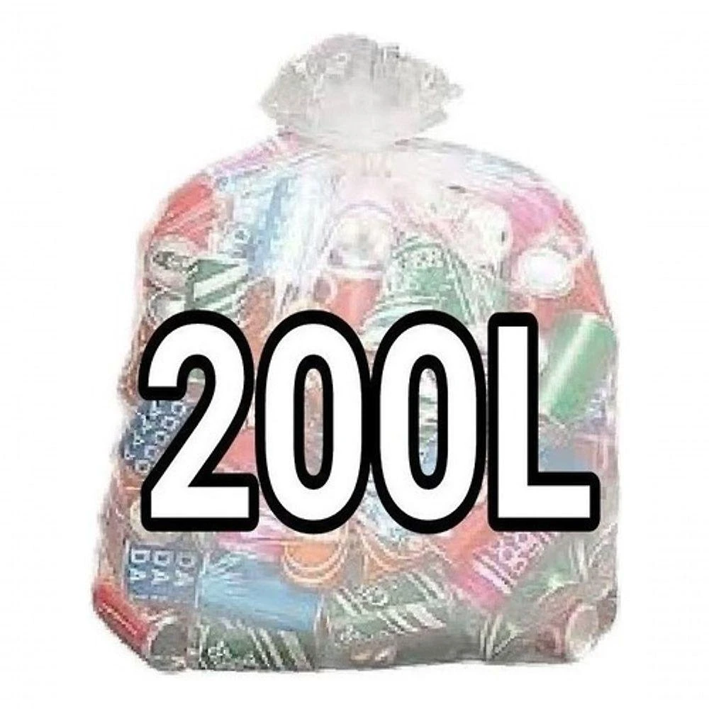Saco para Lixo Transparente Reforçado Pesado 200L 90x110CM Fardo com 15 Unidades Higipack
