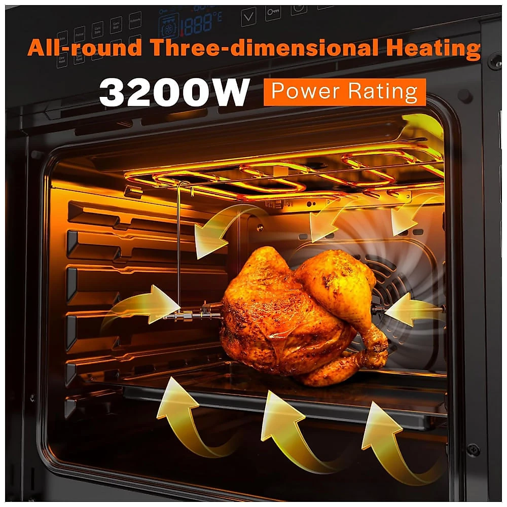 Forno elétrico de embutir 60cm Empava preto inox convecção 10 funções 2,3L 220V