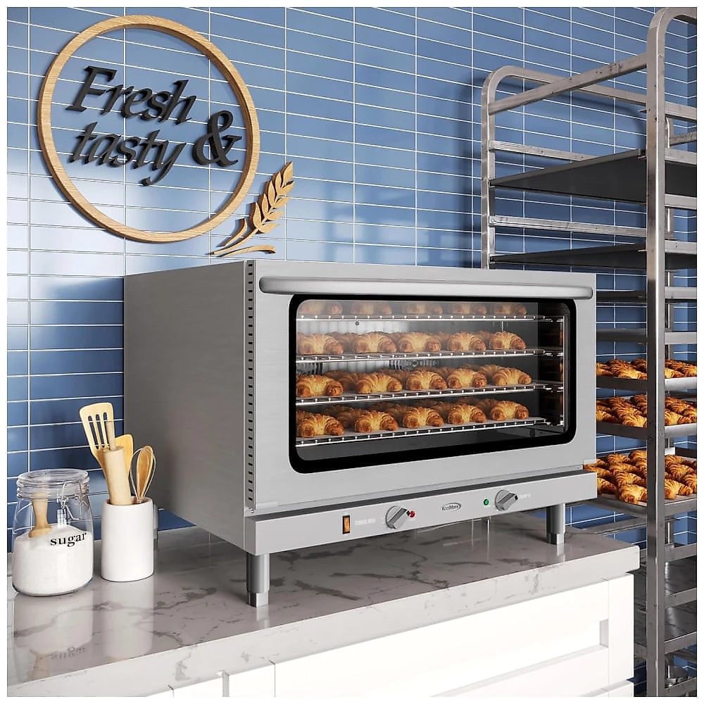 Forno de Convecção de Bancada Comercial KoolMore 81 cm, Capacidade para Pães Grandes, 4 Grades, 3500W, 220V em Inox, Certificado pelo INMETRO.
