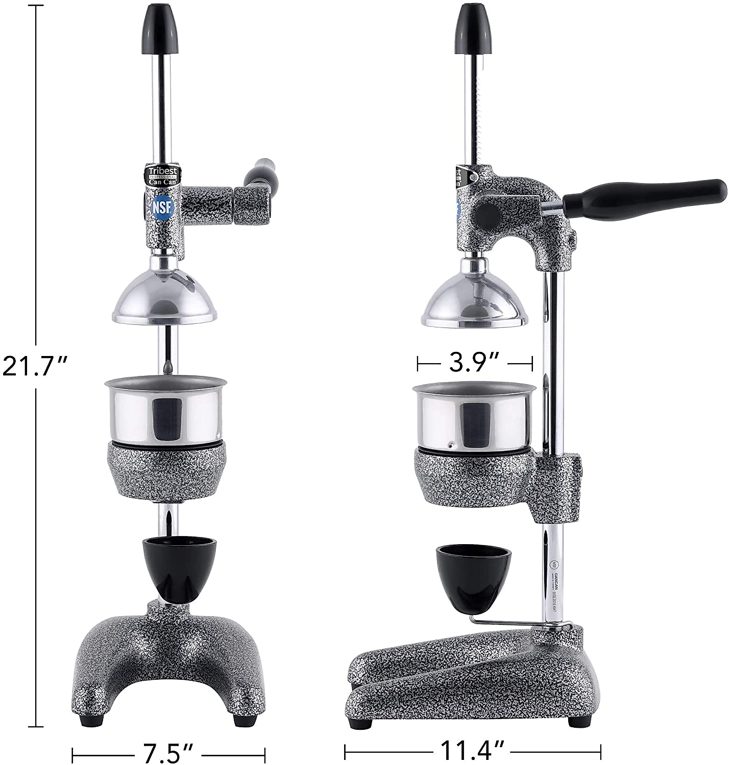 Tribest Pro MJP100 Espremedor Manual Profissional Aço Inoxidável Cinza