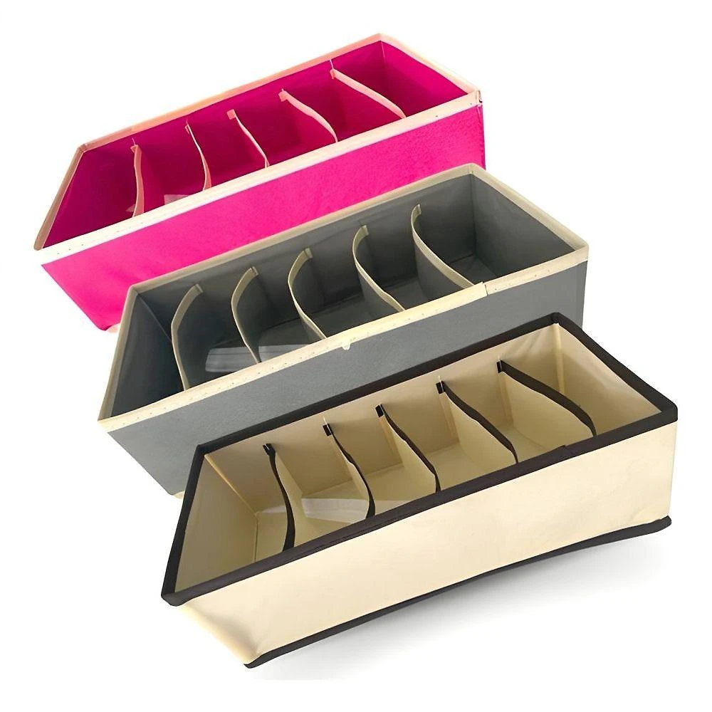 Organizador de Gavetas para Lingerie Organizador de Sutiã Soutien 6 Nichos em Tecido Flexível