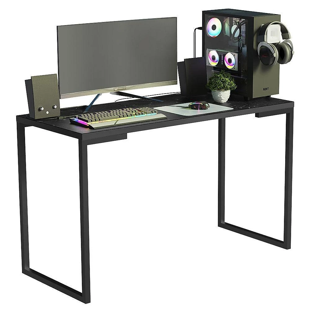 Conjunto Escritório Home Office Com Mesa Industrial + Estante Escada Preto Madesa Preto