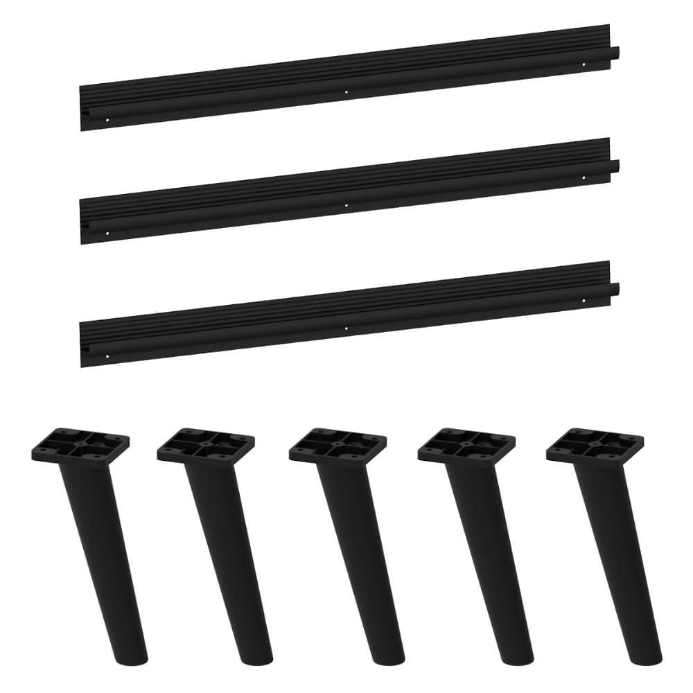 Kit 3 Puxadores Com 5 Pés Palito Retrô Para Balcão Cozinha 120cm Veneza Multimóveis Mp2307 Preto Preto