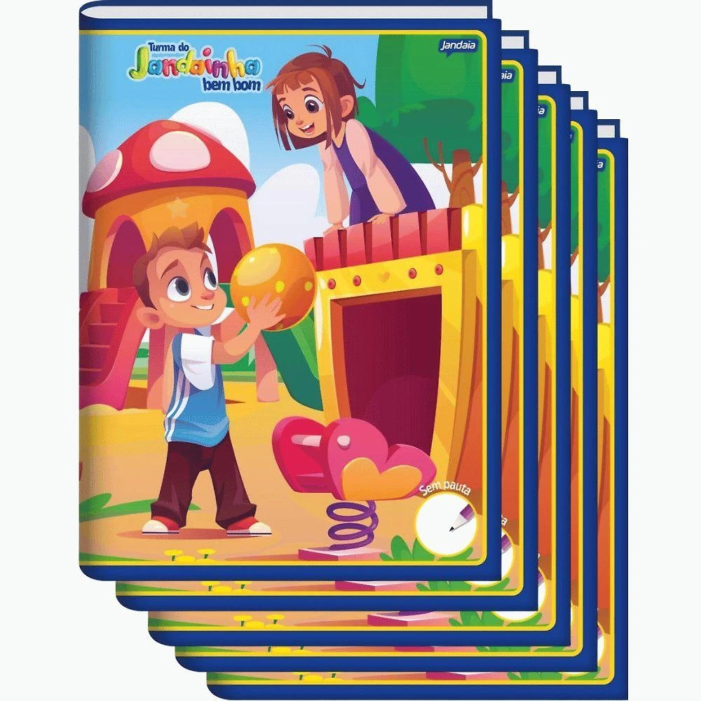 Caderno Brochura Jandaia Bem Bom Azul Capa Dura sem Pauta 80 Folhas Kit com 5 Unidades Azul