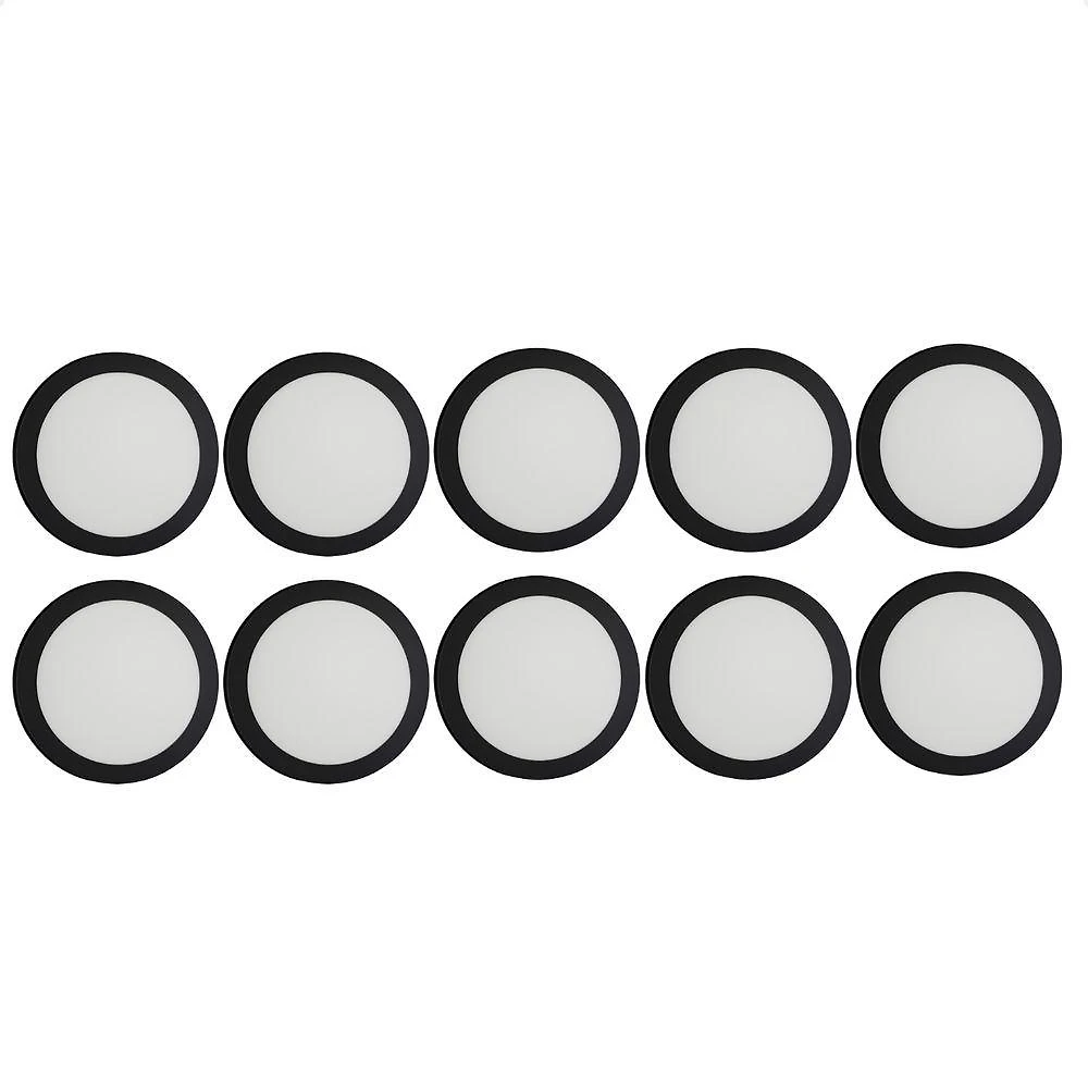 Kit 10 Painéis LED Redondo 18W 6500K Embutir Preto Bivolt Taschibra