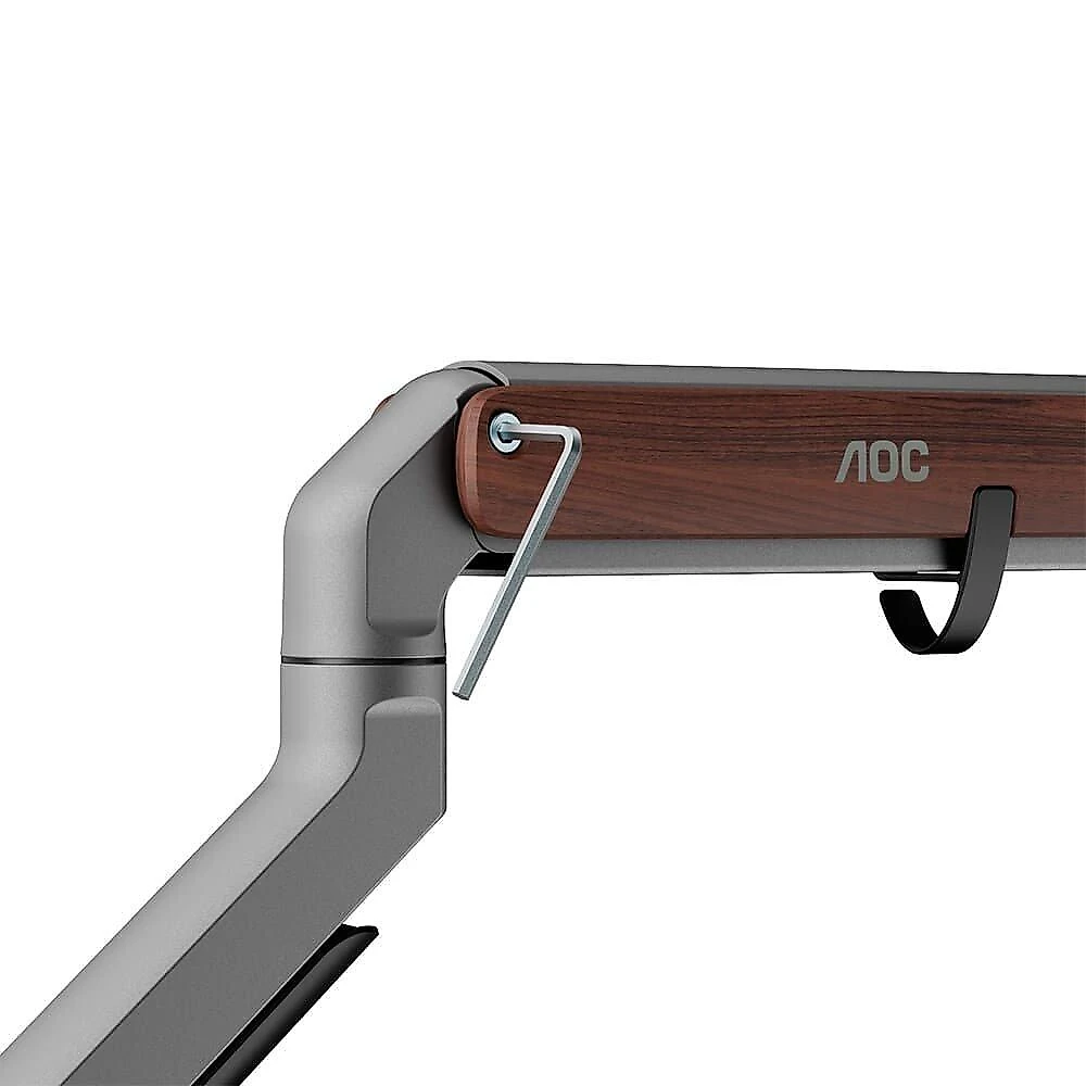 Suporte de Mesa para Monitor de 17" a 32" AOC AM200, Ajustes com Mola Mecânica, Cinza e Madeira - AM200H3