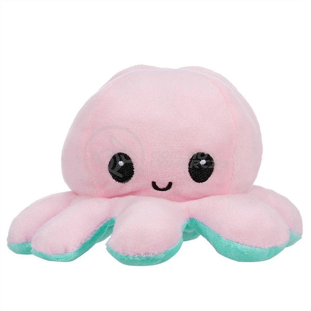 Polvo Reversível De Pelúcia Feliz E Bravo Rosa E Azul