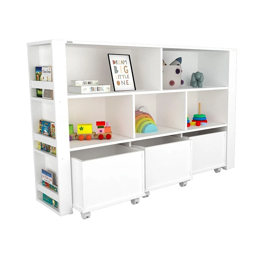 Organizador Infantil Natalino com Baús e Nichos MDF 142CM Branco Woodcore