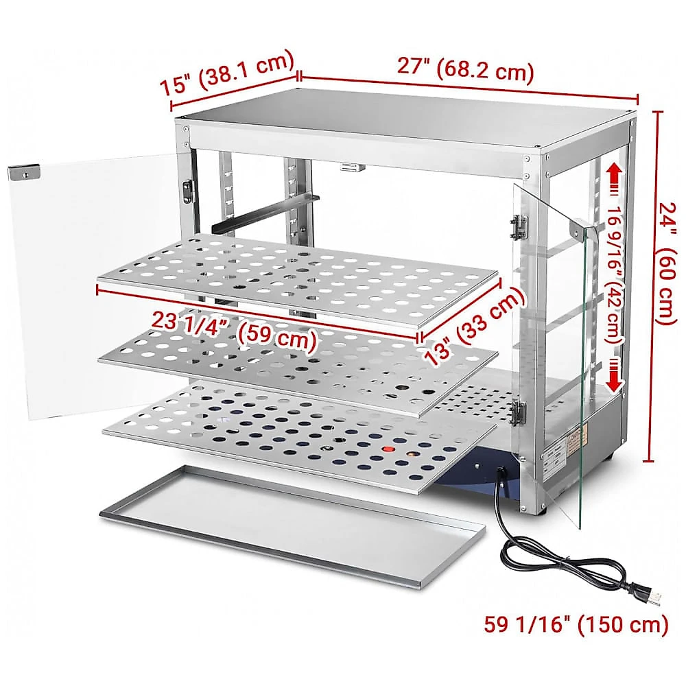 Expositor Aquecedor de Alimentos WeChef 3 Andares Prata Grande Capacidade 800W 110V para Catering