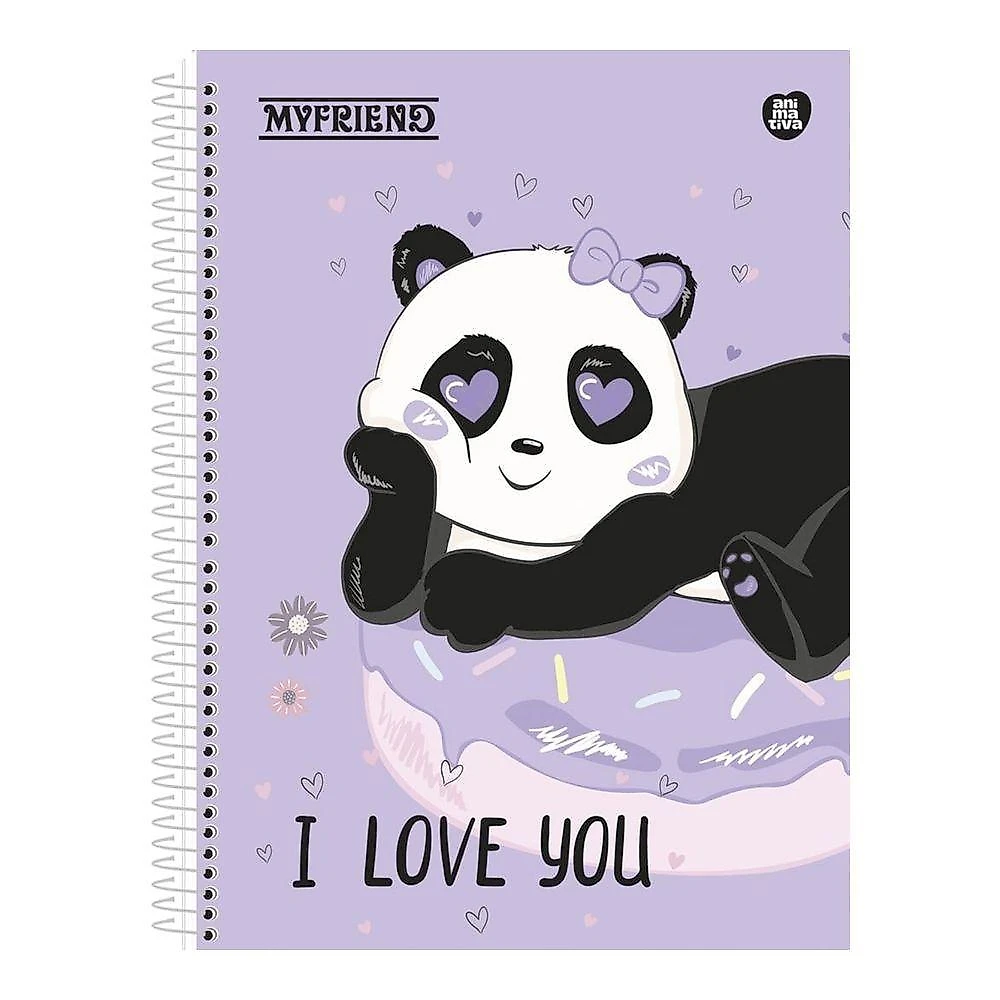 Caderno Espiral Capa Dura São Domingos My Friend Animativa 80 Folhas Pautadas 56G-M2 Formato