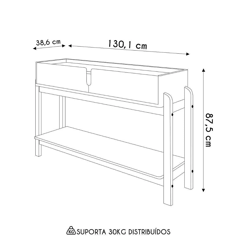 Miniatura Aparador De Sala 2 Gavetas 130cm Nay C14 Cinza Perola/cedro - Mpozenato