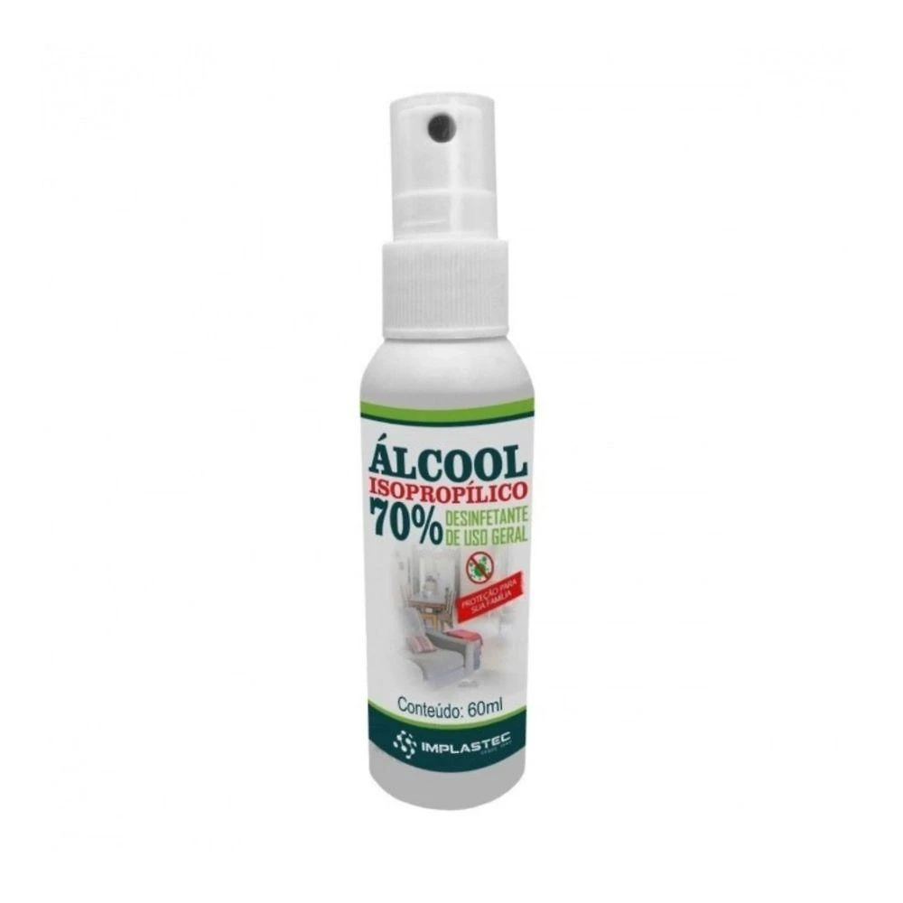 Miniatura Alcool Isopropilico 70% 60ml Implastec1 Unidade