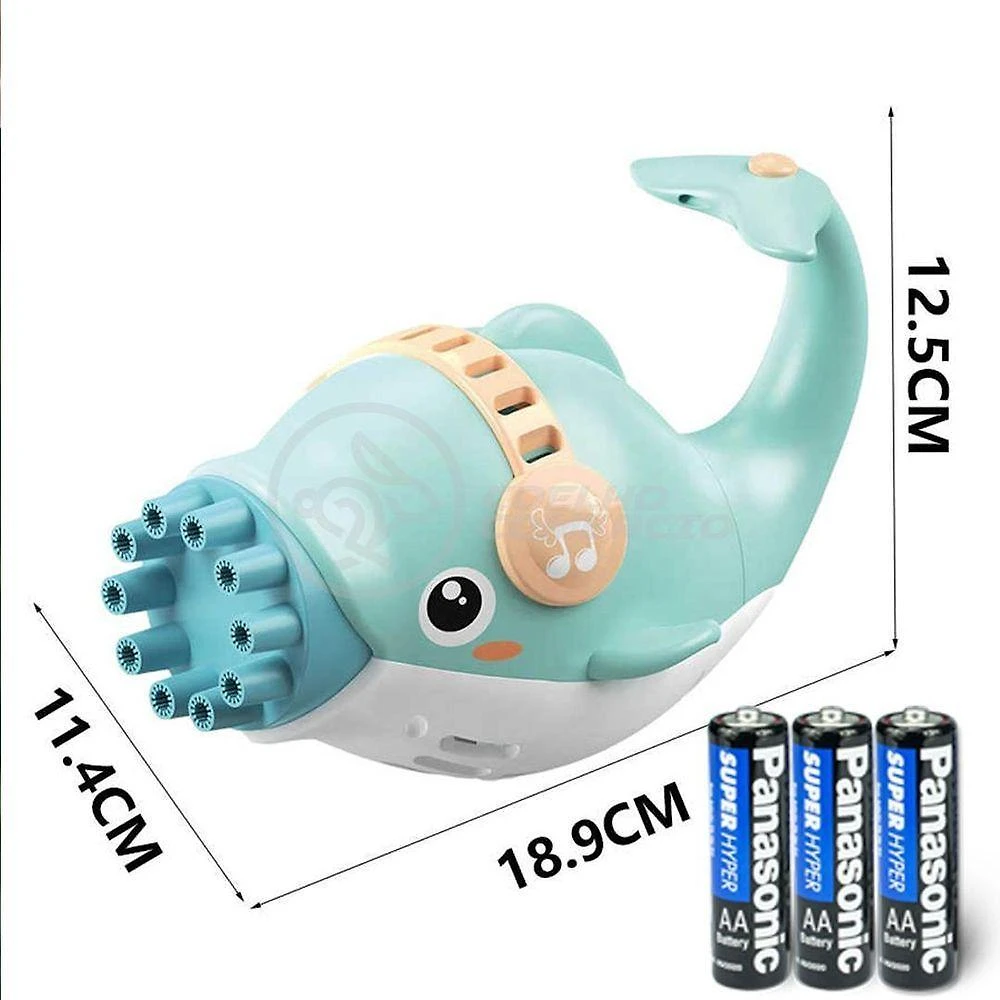 Kit 1 Golfinho Bolha Sabão Criança Infantil+ 3 Pilha Azul 8