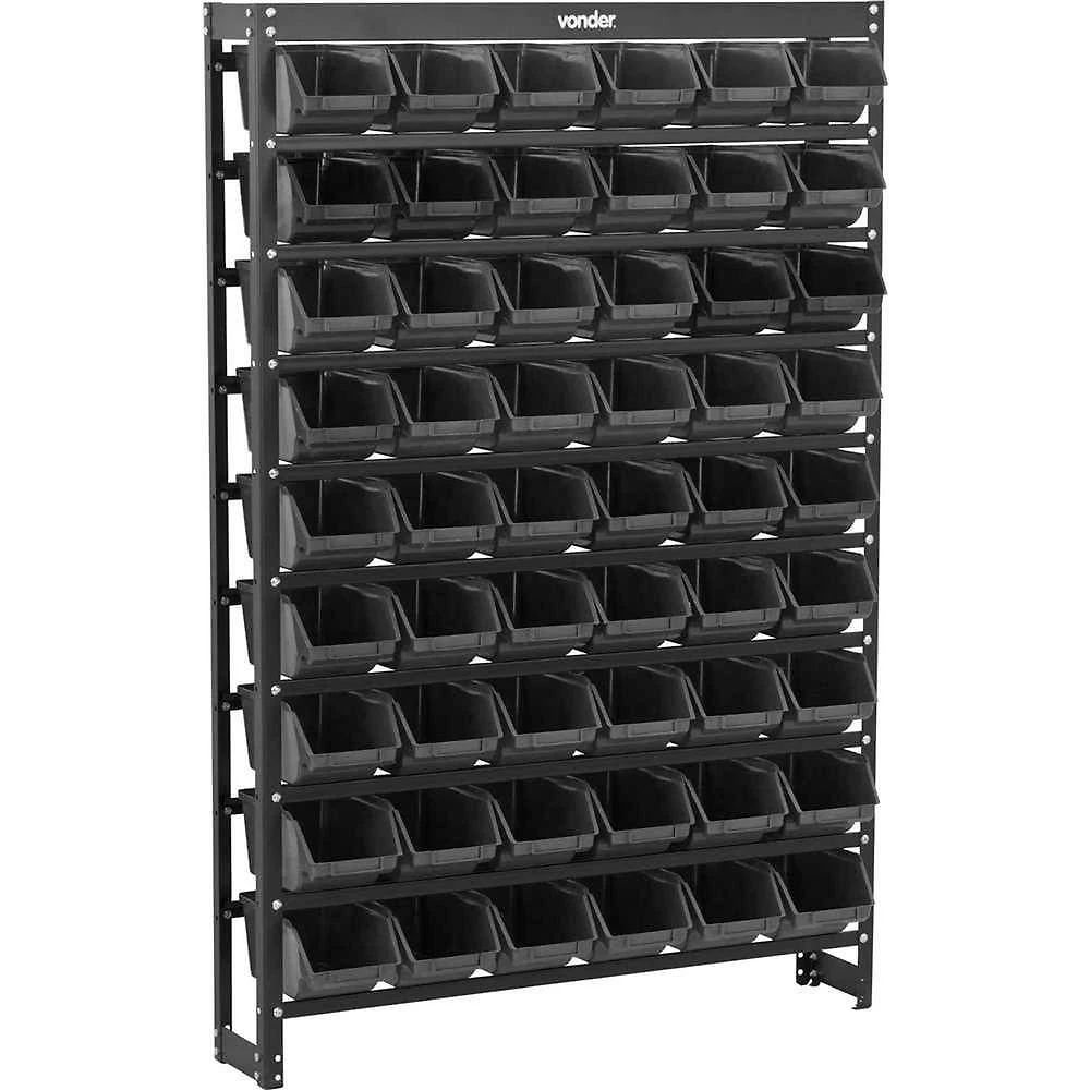 Estante Metálica, Com Gaveteiros Modelo Prático Preto, 54/5 Vonder