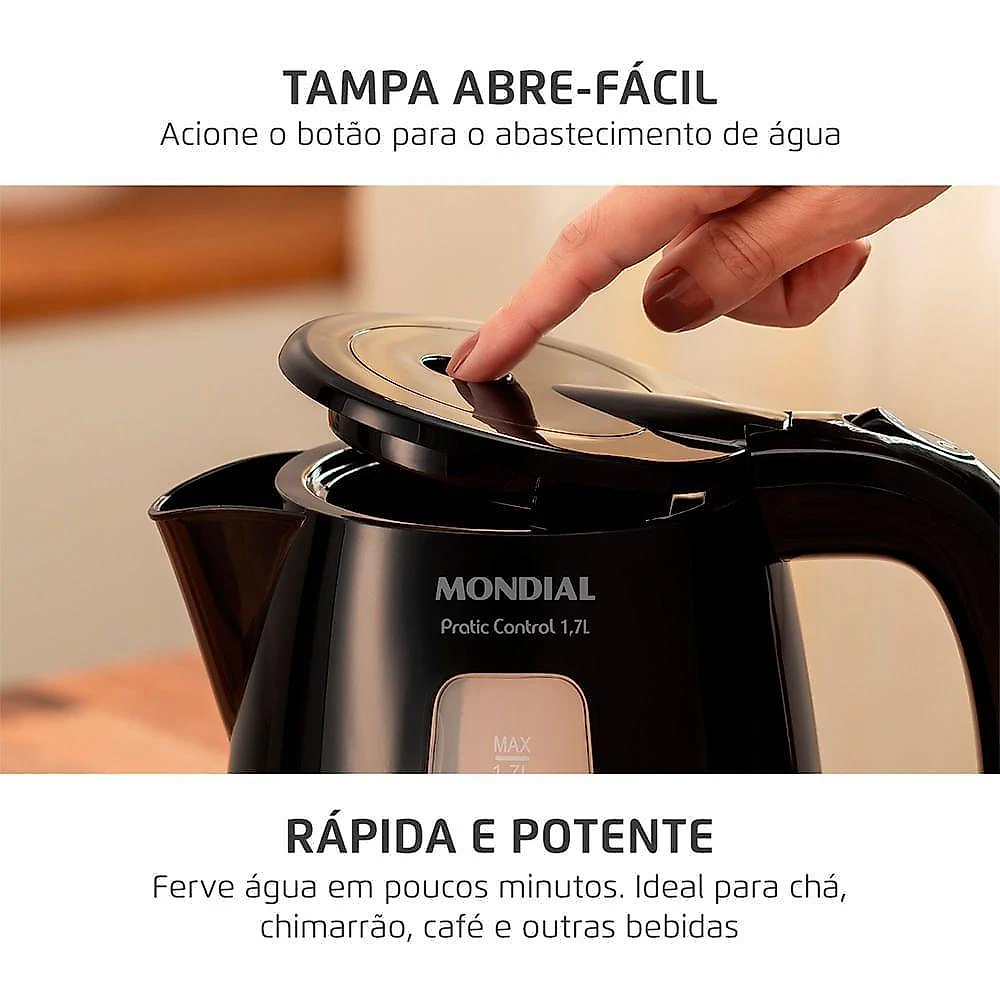 Chaleira elétrica mondial ce-17-bc pratic control 17l preto 220v