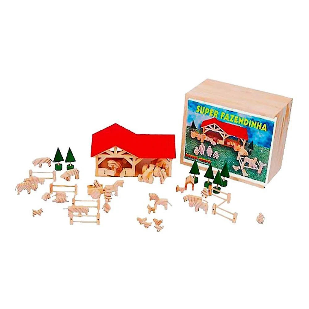 Brinquedo Educativo Super Fazendinha 45 Peças em Madeira Sonho de Criança