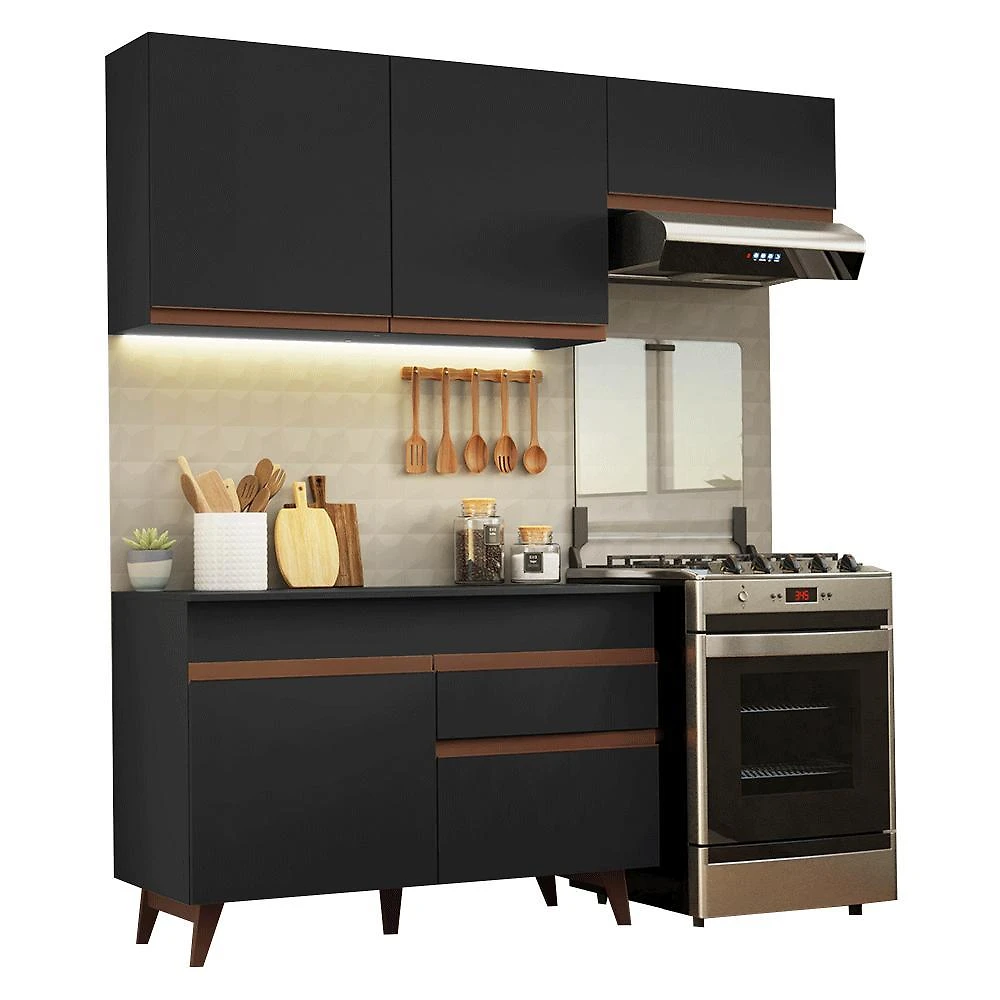 Armário de cozinha compacta 190cm preto reims madesa 04