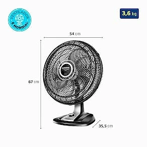 Ventilador de Mesa Mondial VTX-50-8P Preto - 50 cm 110V