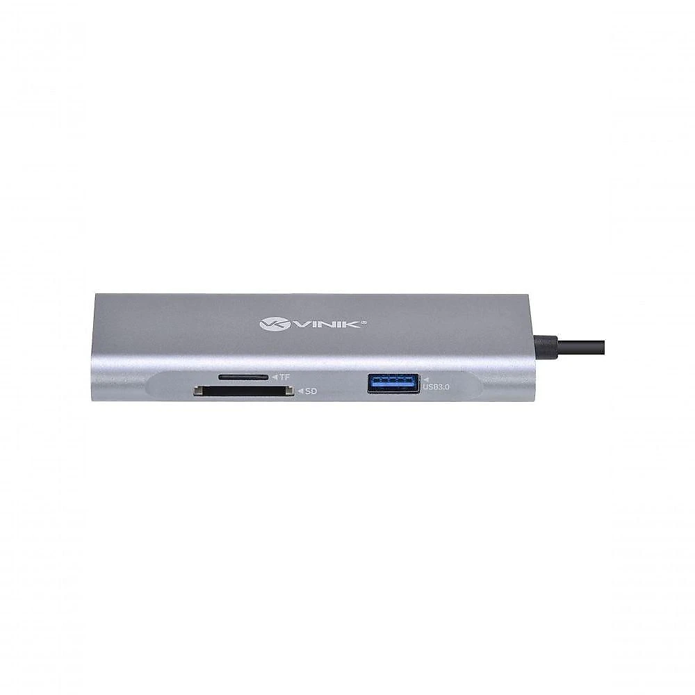 Hub USB Tipo C HC-7 7 em 1 com 3 USB 3.0, Leitor SD-TF, HDMI 4K 30HZ e Power Delivery 60W Vinik