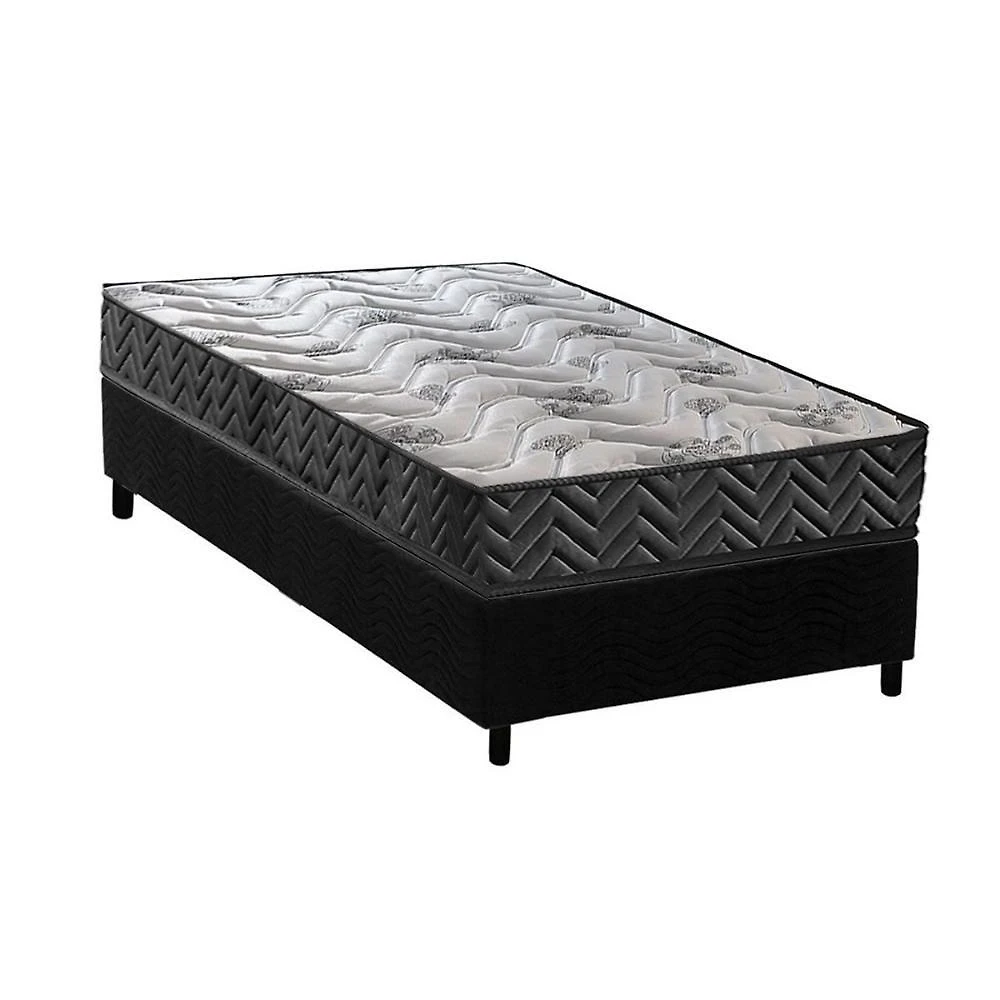 Cama Box Solteiro: Colchão Espuma D45 Paropas Pasquale Wave Black + Base Crc Suede Black (88x188)