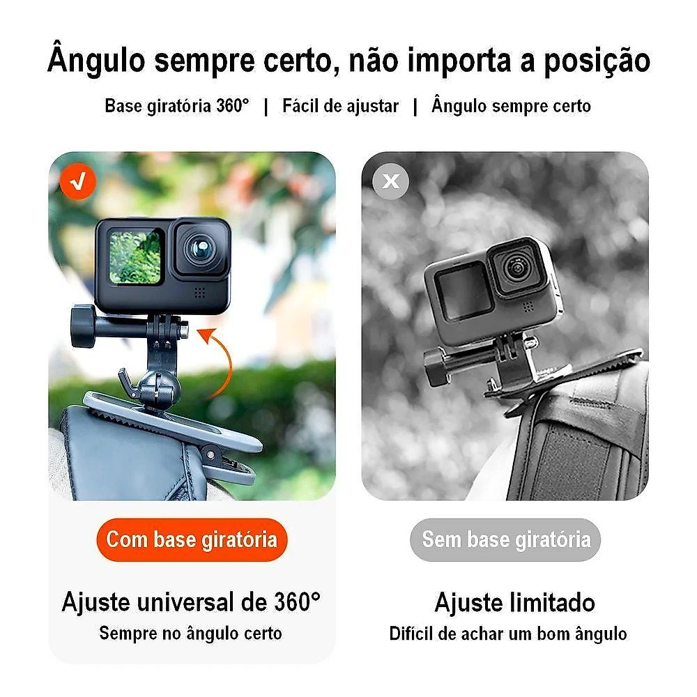 Suporte Clipe Magnético 360° Para Alça De Mochila - Telesin