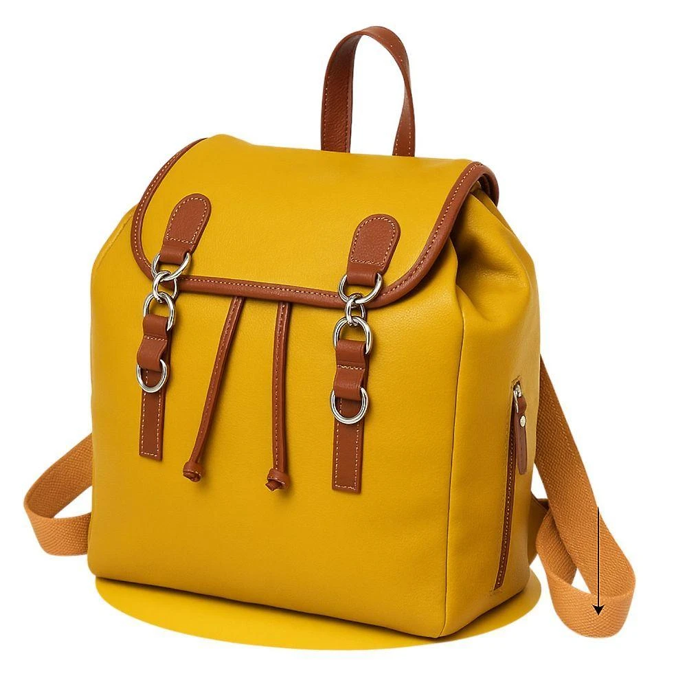 Mochila Zup Bags Essenza Couro Legítimo Tamanho Único Mostarda Casual Executiva