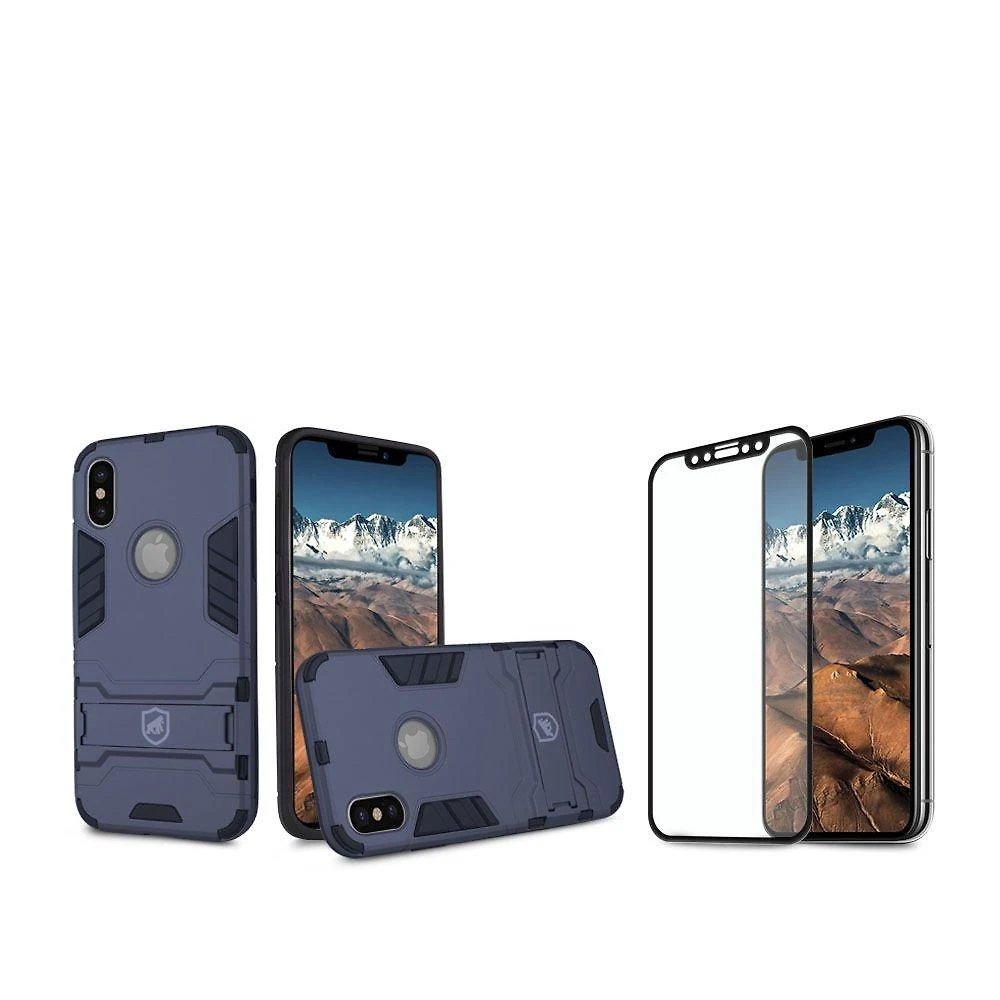 Kit Capa Armor e Peli´cula Coverage Preta para iPhone X e XS - Gshield